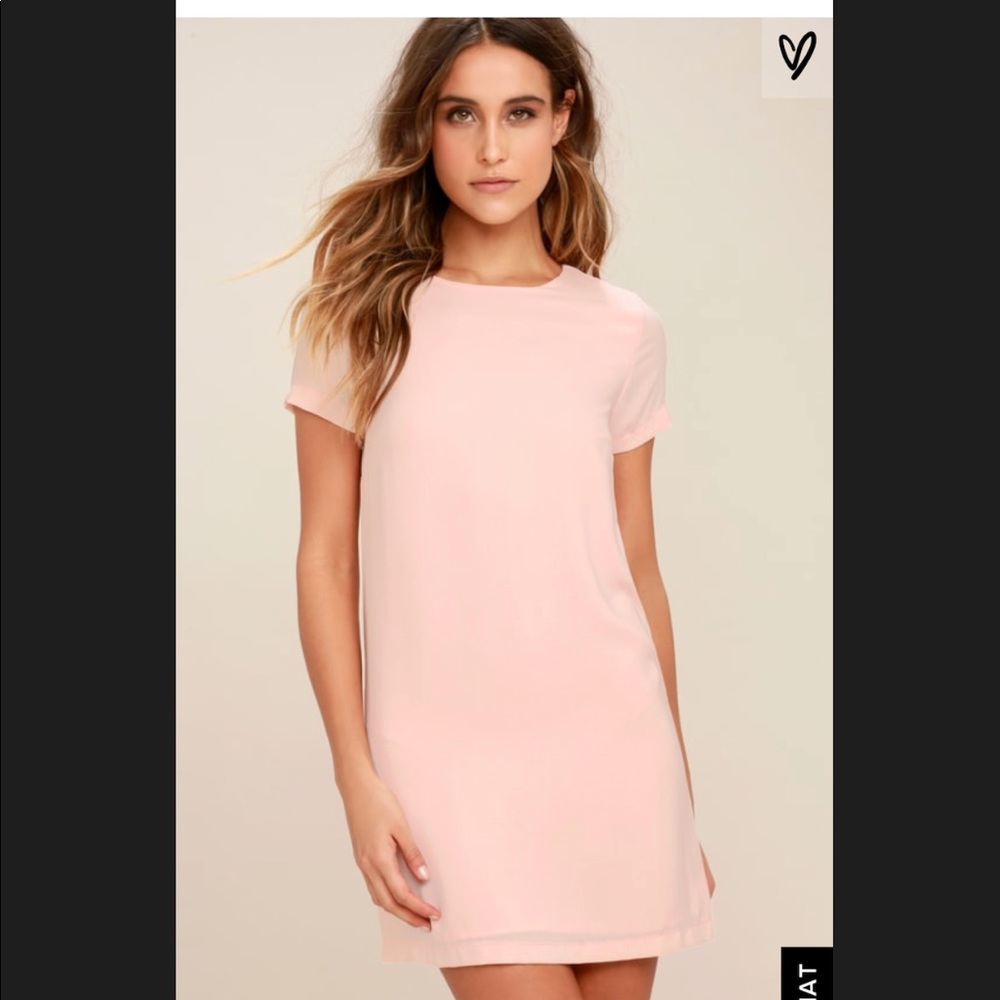 Lulu’s Shift and Shout blush pink shift dress